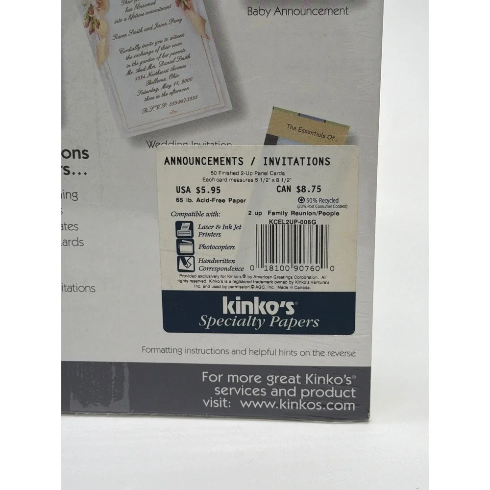 Kinkos Specialty Papers 2-Up Panel Cards Family People 50 Count KCEL2UP-006G NEW